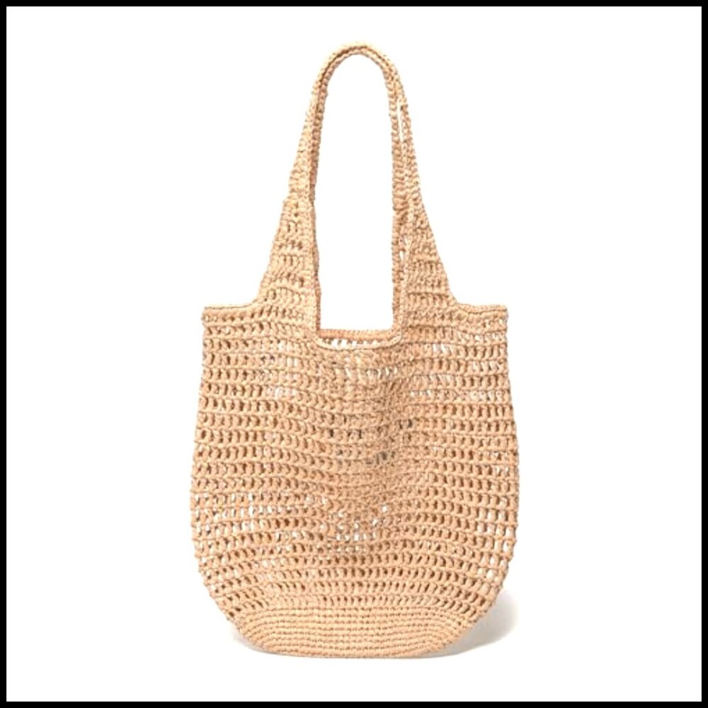 Large Woven Straw Tote Bag Handwoven Summer Beach Hobo Handbag Casual - Picture 5 of 7